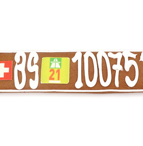 Vignette mit personalisiertem Lebkuchen-Autonummernschild